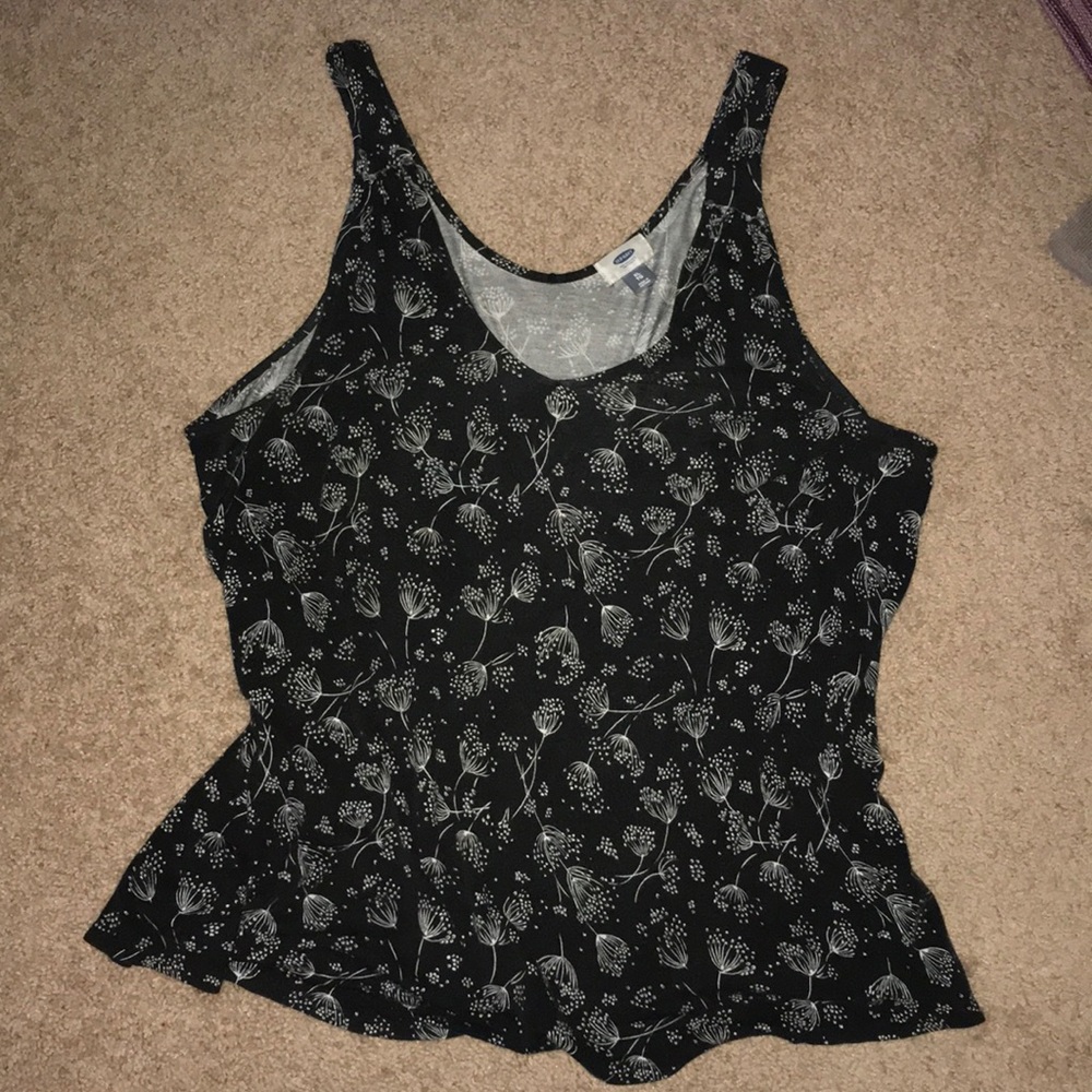 Black and White Floral Tank Top